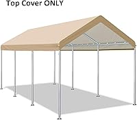 Vista 2 de Cubierta de toldo de repuesto para carport para carpa de automóvil, cubierta de refugio de garaje, lona con cuerdas elásticas de bolas