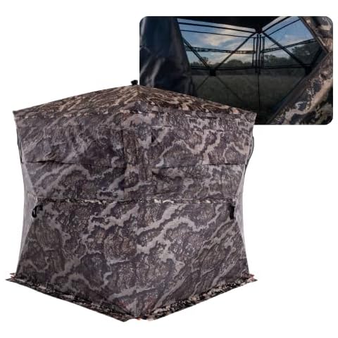 VEIL CAMO VC300 3-Person Hub Blind Tru-View – Ground Blind for Deer Hunting, 270-Degree View, Water Resistant, Durable 5-Hub Design, Backpack Carry Bag, Silent Slide Window Panels Cover