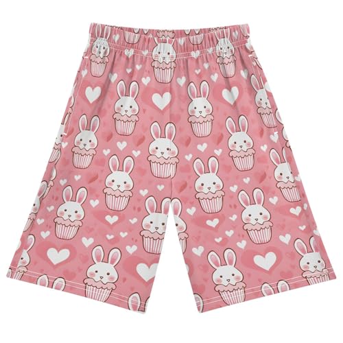ALAZA Cute Rabbit Cupcake Heart Pajama Shorts Sleep Shorts Pant Lounge Pajama Bottoms Elastic Waist with Pockets