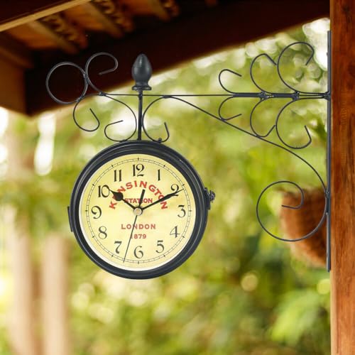 Horloge murale vintage sans tic-tac et étanche iSpchen noire à pile