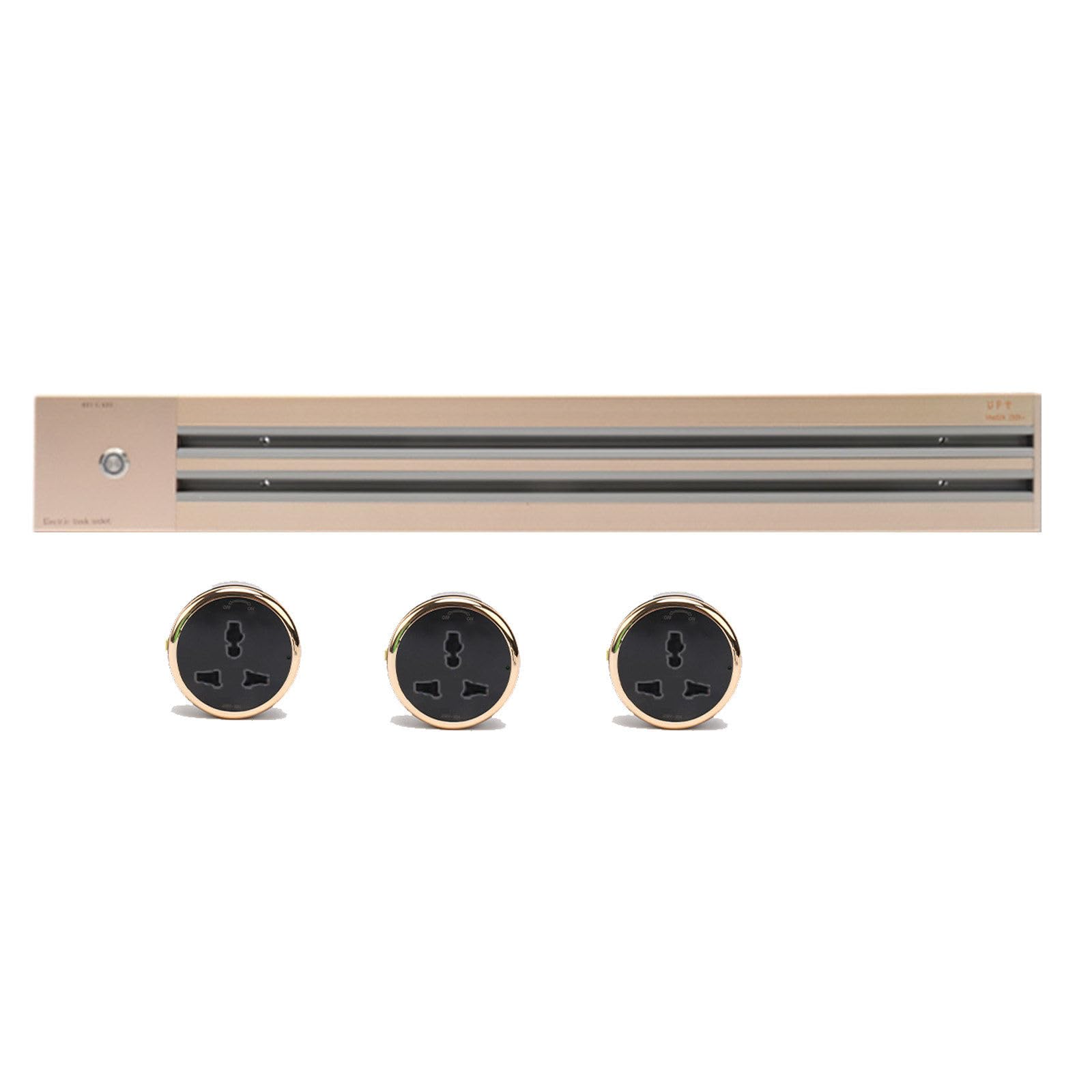 Power Strips Movable Track Sockets, Wall-Mounted Smart Slide Rails, Multi-Functional Power Strips, Suitable for Offices, Home Kitchens(Gold,60cm)
