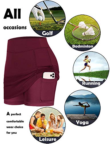 Image of BLEVONH Women Tennis Skirts Inner Shorts Elastic Sports Golf Skorts with Pockets