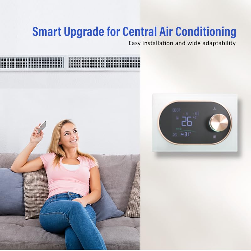 BECA BAC-9000MLWE-FAN Termostato Smart WiFi per Fan Coil 2 Tubi, Ventola 0–10V Modulante + Valvola ON/OFF, Sonda NTC, App Tuya/Smart Life, Alexa/Google, IP20 – Expert4House Edition (Bianco)