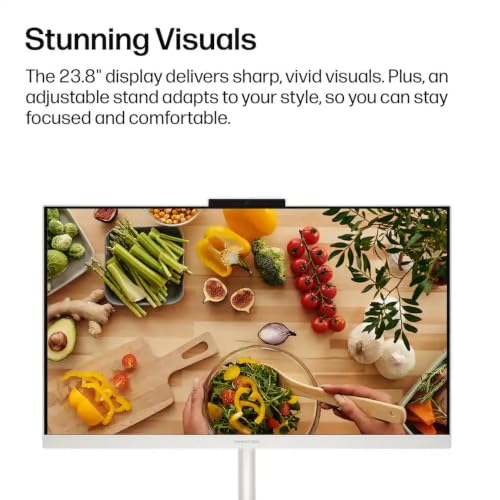 Image of HP OmniStudio 24 inch Full HD All-in-One Desktop Computer, 16GB DDR5 RAM, 128GB UFS Storage, Intel Quad-Core CPU, WiFi 6, Bluetooth 5.4, Keyboard & Mouse, Windows 11