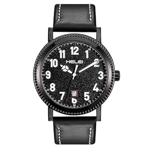 JIZZU Herrenarmbanduhr, Zifferblatt 42mm, Mens Watch, Mit Datumsanzeige, Armbanduhren Für Herren, Business Casual Einfacher Stil (Schwarz)