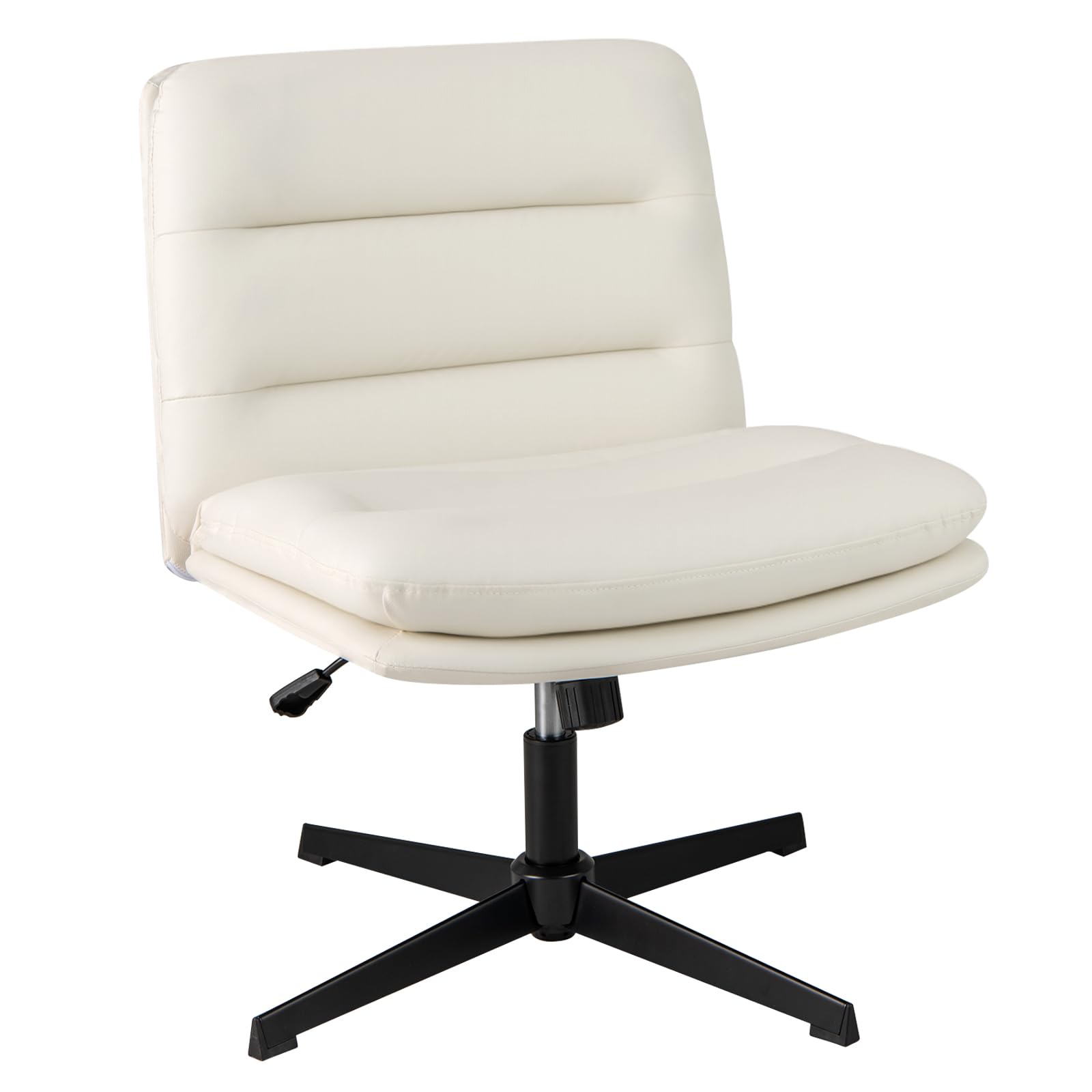 COSTWAY Silla Escritorio sin Ruedas y Reposabrazos, 88cm Silla Oficina Giratoria con Cojines, Silla Ergonómica con Asiento Acolchonado, Ajustable de Altura, para Dormitorio y Estudio (Blanco)