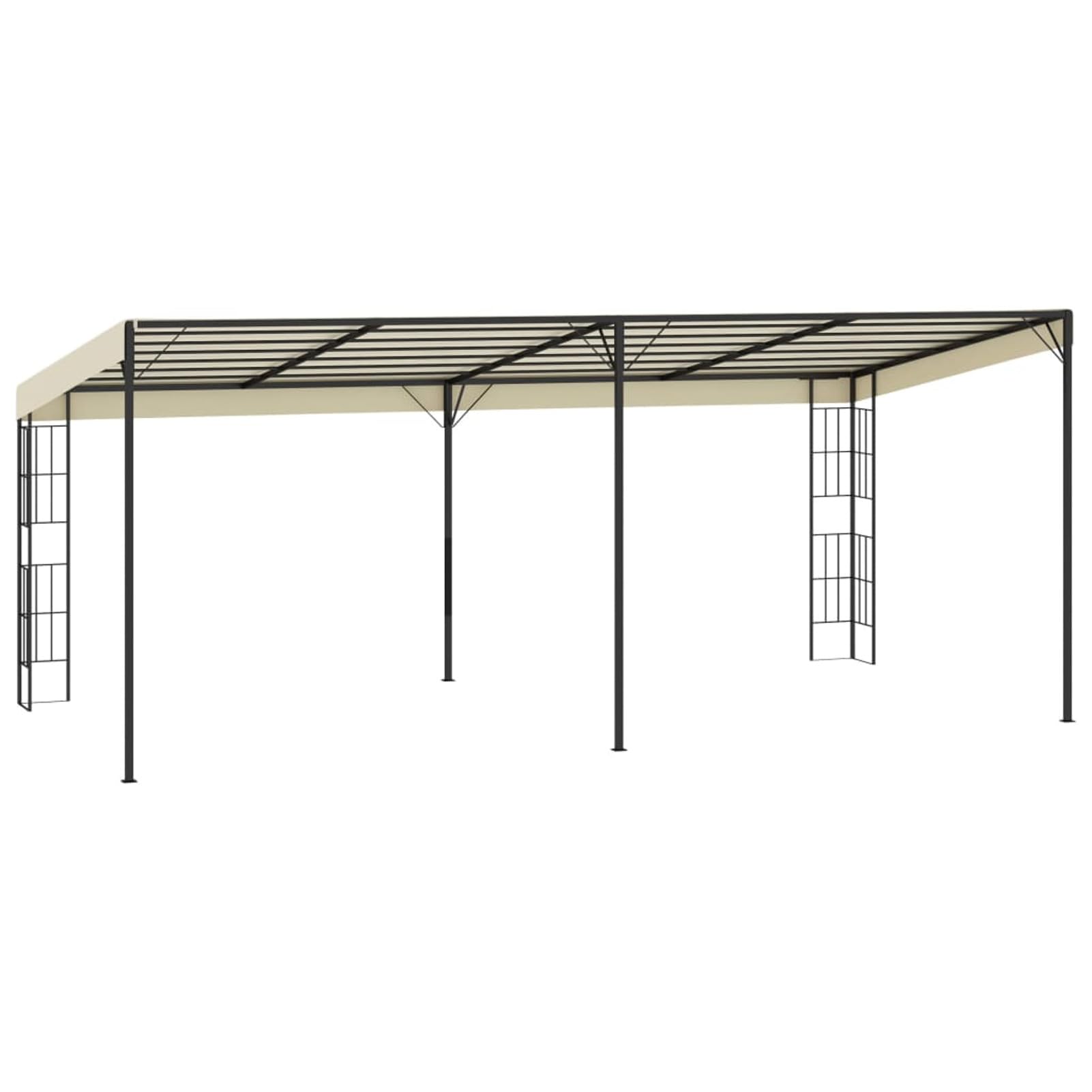 Gazebo A Parete 3x6 M In Tessuto Crema - Impermeabile, Anti UV, Per Giardino E Patio, Telaio In Acciaio, Montaggio A Parete