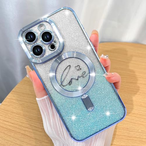 Image of ZIYE Magnetic Case Designed for iPhone 16 Glitter Case-Blue
