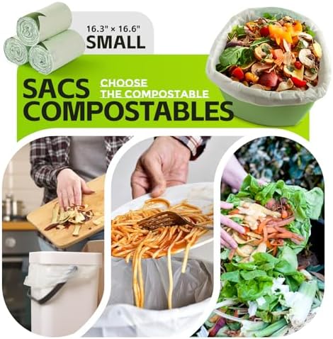 2.6 Gal Compostable Trash Bags 120ct, Food-Safe Leak-Proof Kitchen Waste - 5