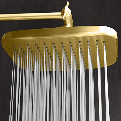 Showermaxx, Elite Series, 8.5 X 6.5 Inch Rectangular High Pressure Rainfall Shower Head, Maxx-Imize Your Rainfall Experience With Rain Showerhead In Polished Brass/Gold Finish #TOP1