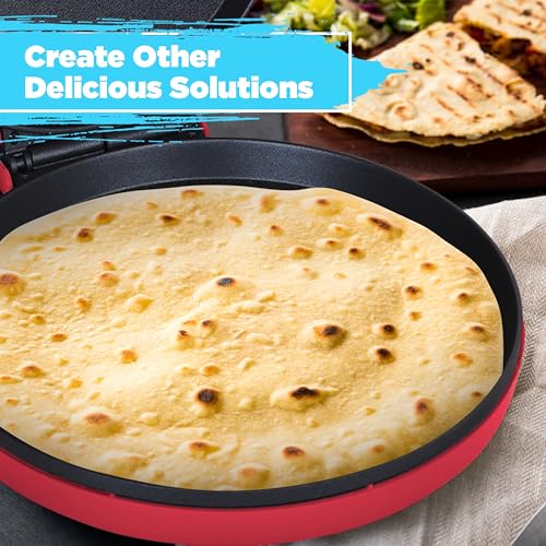 Courant Pizza Maker 12 inch Pizzas Machine, Newly improved Cool-touch Handle Non-Stick plates Pizza oven & Calzone Maker, Electric Countertop Oven for Home or School, 12” Indoor Grill/Griddle, Red
