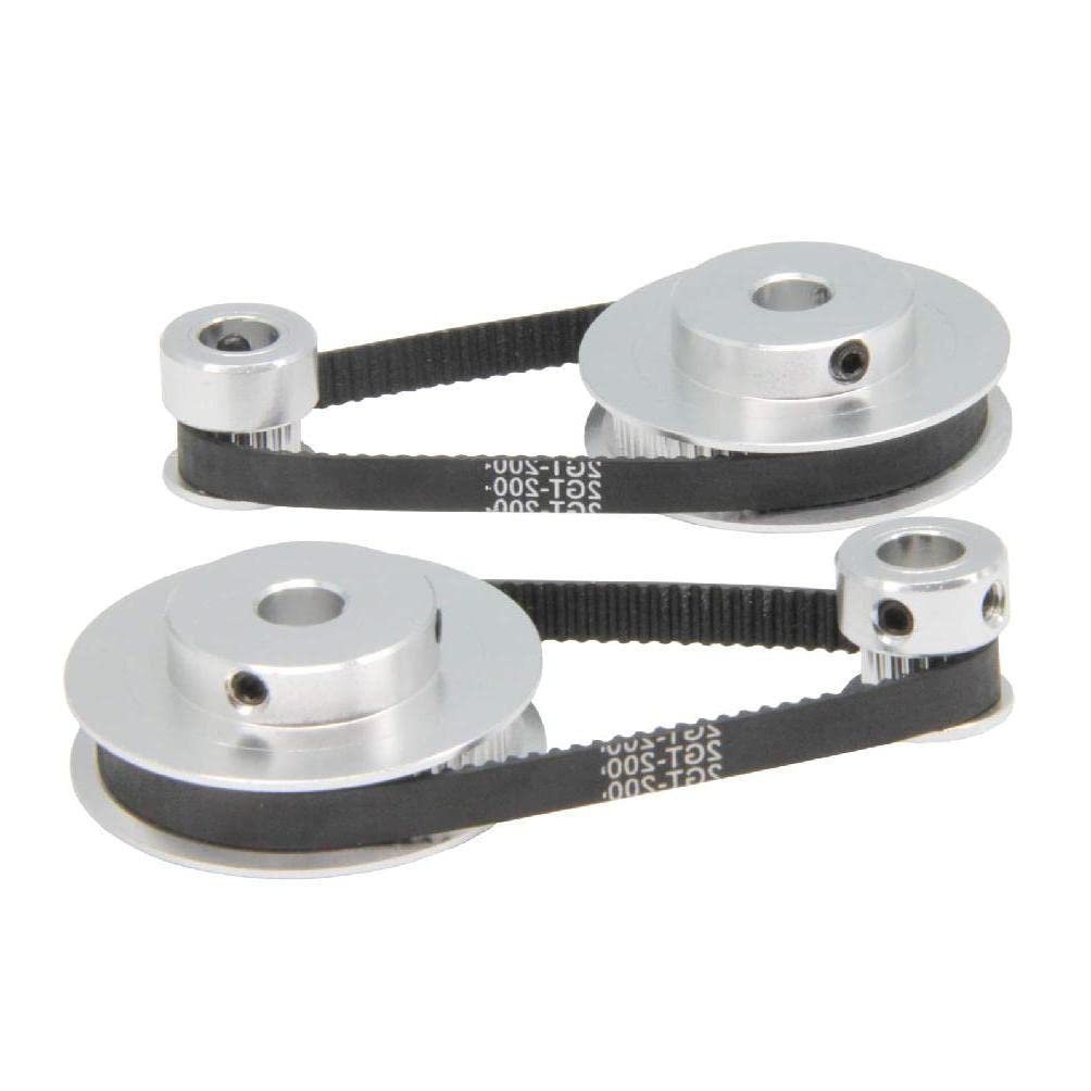 GT2 20 60Teeth 2GT 20T 60T Timing Pulley Belt Set 6mm Width 200mm Belt Tensioning Wheel Synchronous for Hobbing Machine Aluminum Timing Pulley with 2pcs