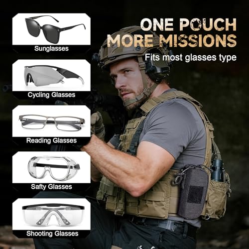 Image of Tactical Molle Glasses Case, Shockproof Eyeglass Pouch, Sunglass Case Hard Shell Protects Glasses