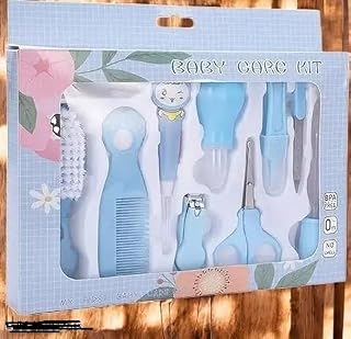 Portable Manicure Grooming Kit for New Born Baby|10 in 1 Healthcare Accessories Set to Keep Infants & Toddlers Clean|Perfect Nursery Gift with Nail, Hair, Ear Grooming Tools for Kids (Blue Color)