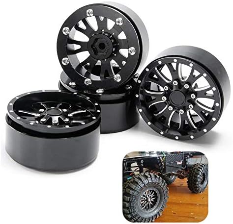 RCLIONS 2.2" RC Beadlock Wheels Rims Aluminum Alloy for 1/10th RC Crawler Car Axial Wraith RR10