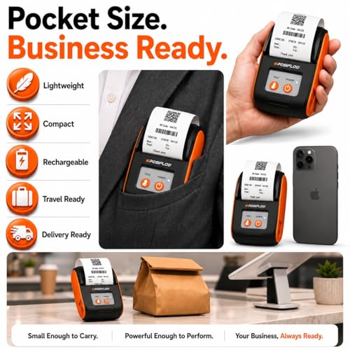 Image of Thermal Label Printer for Business Office Home | Inkless Thermal | Mobile, Desktop Compatible (BillSmart (PSF210-Only 2inch Receipt Printer))