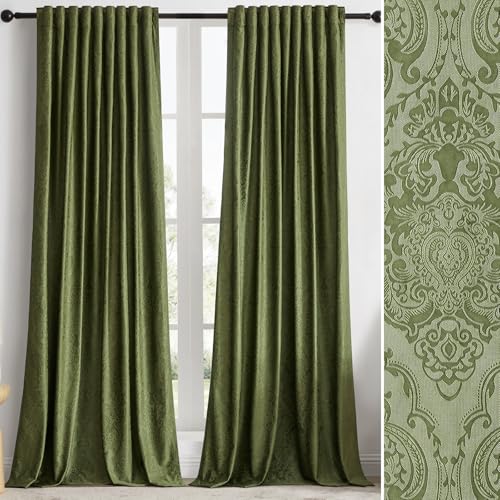 GIGIZAZA Green Velvet Curtains 84 Inch for Living Room,2 Panels
