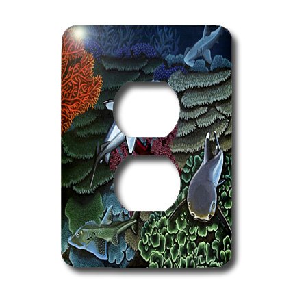 Reef Sharks Cache-prise double déco pour sécuriser et embellir vos murs