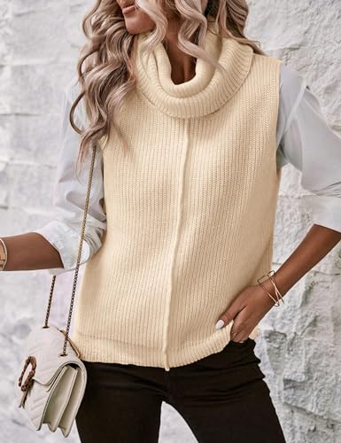 Amarmia Womens Cowl Neck Knit Sweater Vest Sleeveless Casual Solid Trendy Turtleneck Ribbed Pullover Tank Tops3