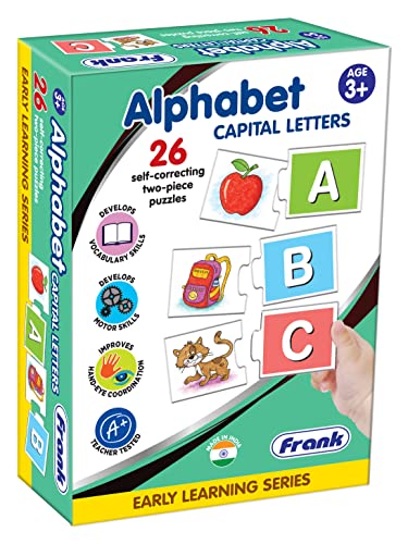 Image of Frank Alphabet Capital Letters -(52 Pieces) 26 Self-Correcting 2 Pcs Puzzle- Early Learner Educational Jigsaw Puzzles Set with Images for Kids 3 Years and Above - Educational Toys and Games - 10301