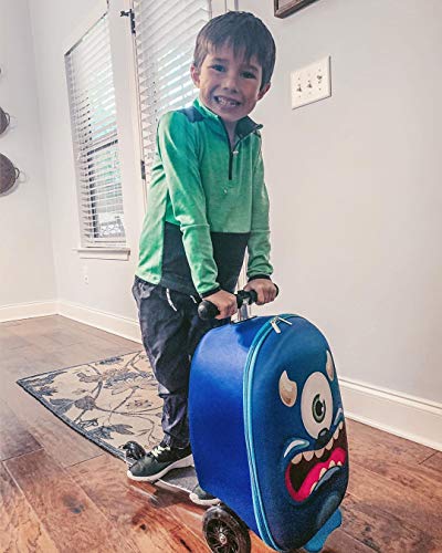 KIDDIETOTES 3-D Hardshell Ride On Suitcase Scooter for Kids - Cute Lightweight Kids Carry-On Luggage with LED Lit Wheels… - Image 6