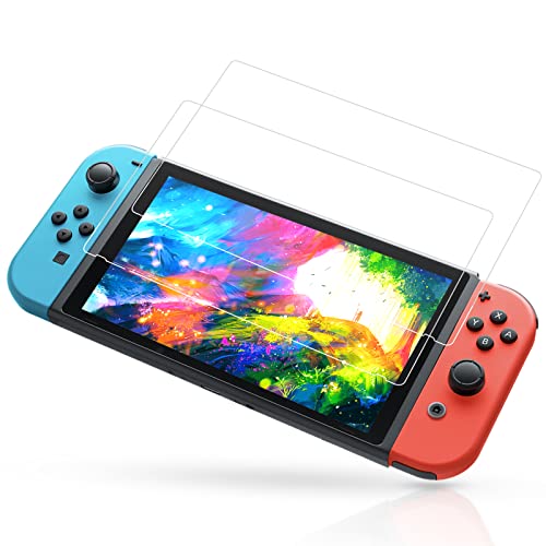 WINCHEO [2 Pièces] Verre Trempé Compatible avec Nintendo Switch, Dureté 9H, HD, Sans Bulles, Anti-Fissures, Résistant aux Rayures, 0.33mm Ultra Résistant pour Nintendo Switch,Transparent