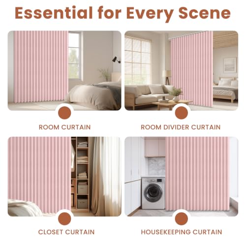 Image of AJAZZ Blackout Accordion Door Curtain 1 Panel 98 inchx78 inch Pink - Magnetic Folding Room Divider, No-Drill Sliding Patio Closet