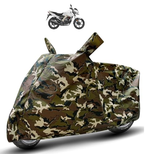 Image of Auto Hub Waterproof Bike Cover Compatible with CB Unicorn Dustproof, UV Protection Two Wheeler Bike CB Unicorn Cover - Army Print