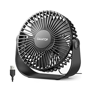 Gaiatop USB Desk Fan, 3 Speeds Strong Airflow, 5.5 Inch Portable 90° Rotate Quiet Cooling, Small Personal Table Fans for Bedroom Home Office Travel Black