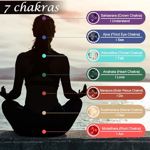 Kingdder 3 Pcs 7 Chakra Meditation Jewelry Gifts for Women 108 Mala Beads Necklace Healing Mala Beads Necklace Strech Bracelet Set Yoga Reiki Jewelry4