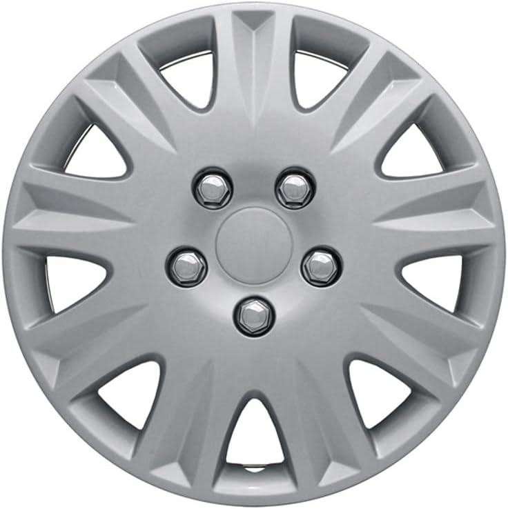 Fuel Rider 15 inch Silver ABS Hubcap Wheel Covers Compatible with 2006-2011 Honda Civic (Set of 4) Wheelcovers for 15 inch Standard Steel Wheels- Auto Tire Cover Replacement Exterior Cap Cover
