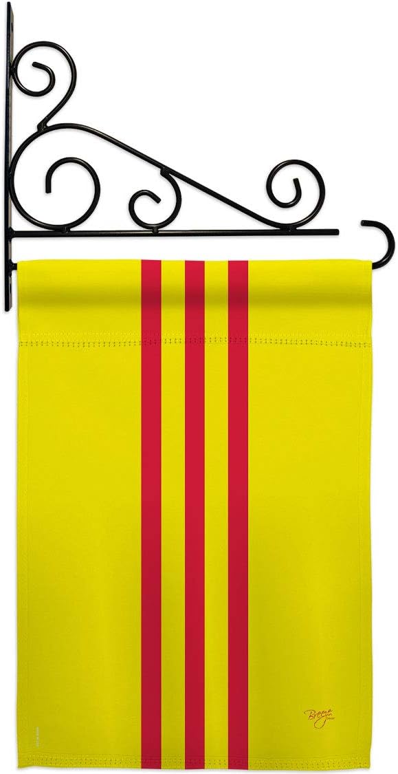South Vietnam Garden Flag Set Wall Holder Regional Nationality Nation International World Country Particular Area Small Decorative Gift Yard House Banner Made In USA 13 X 18.5
