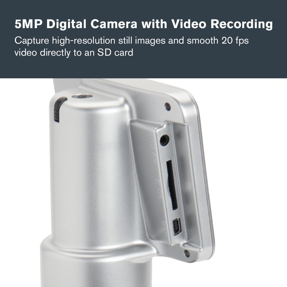 Microscope side view showing SD card slot and ports