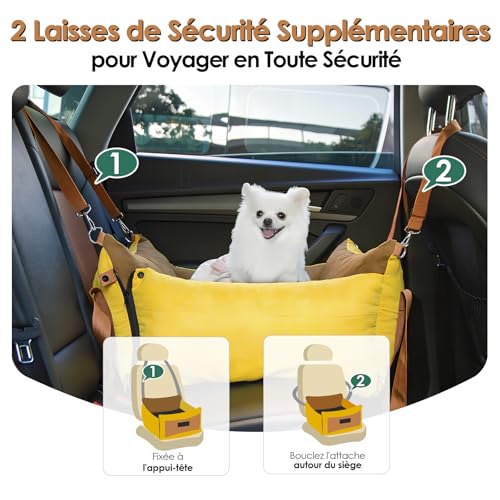 Siège auto pour petits chiens lavable avec zone extensible et rangements intégrés - 4