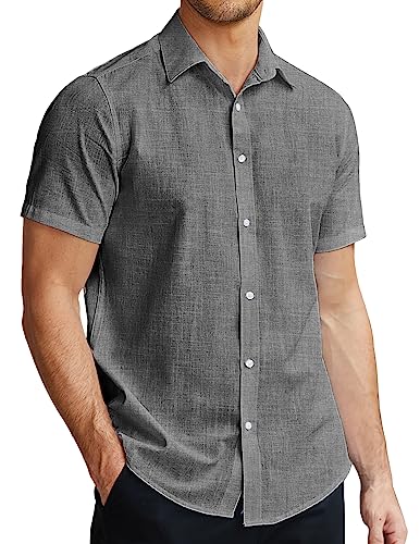 Coofandy Men's Regular Fit Oxford Shirt Short Sleeve Button Down Business Dress Shirts Black #TOP18