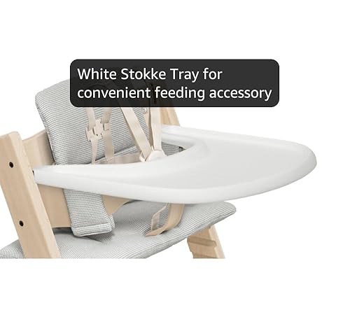Amazon.com : Stokke Tripp Trapp High Chair 2 (Natural), Cushion 2 (Nordic  Grey) + Stokke Tray (White) - Includes Chair + Baby Set with Removable  Harness for Children 6-36 Months : Baby