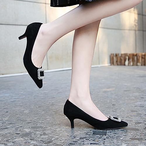 JOEupin Women's Pumps 2 inch Kitten Heel Comfort Pointed Toe Low Heel Wedding Evening Party Dress Shoes 6