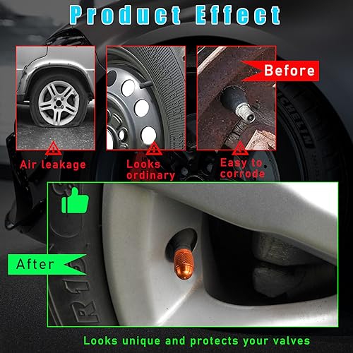 image for Augeny 8PCS Car Tire Valve Stem Caps, Bullet Style Aluminum Tire Valve