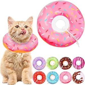Cat Cone Collar Soft, Cat Recovery Collar for Wound Healing Cute Donut Adjustable Kitten Cones to Stop Licking Comfortable Lightweight Neck Elizabethan Collars for Kittens After Surgery