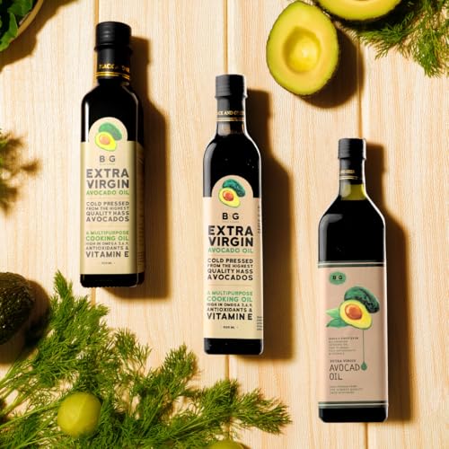 Image of Black and Green Extra Virgin Cold Press Multipurpose Avocado Cooking Oil Bottle (250 ml) (Pack of 2)