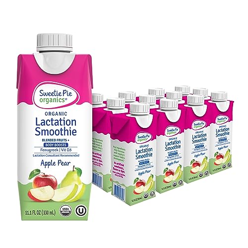 Image of Sweetie Pie Organics Lactation Smoothie, Apple Pear, Support Breast Milk Production for Nursing and Pumping, No Artificial Sweeteners, Flavors, or Dyes - 12 Pack
