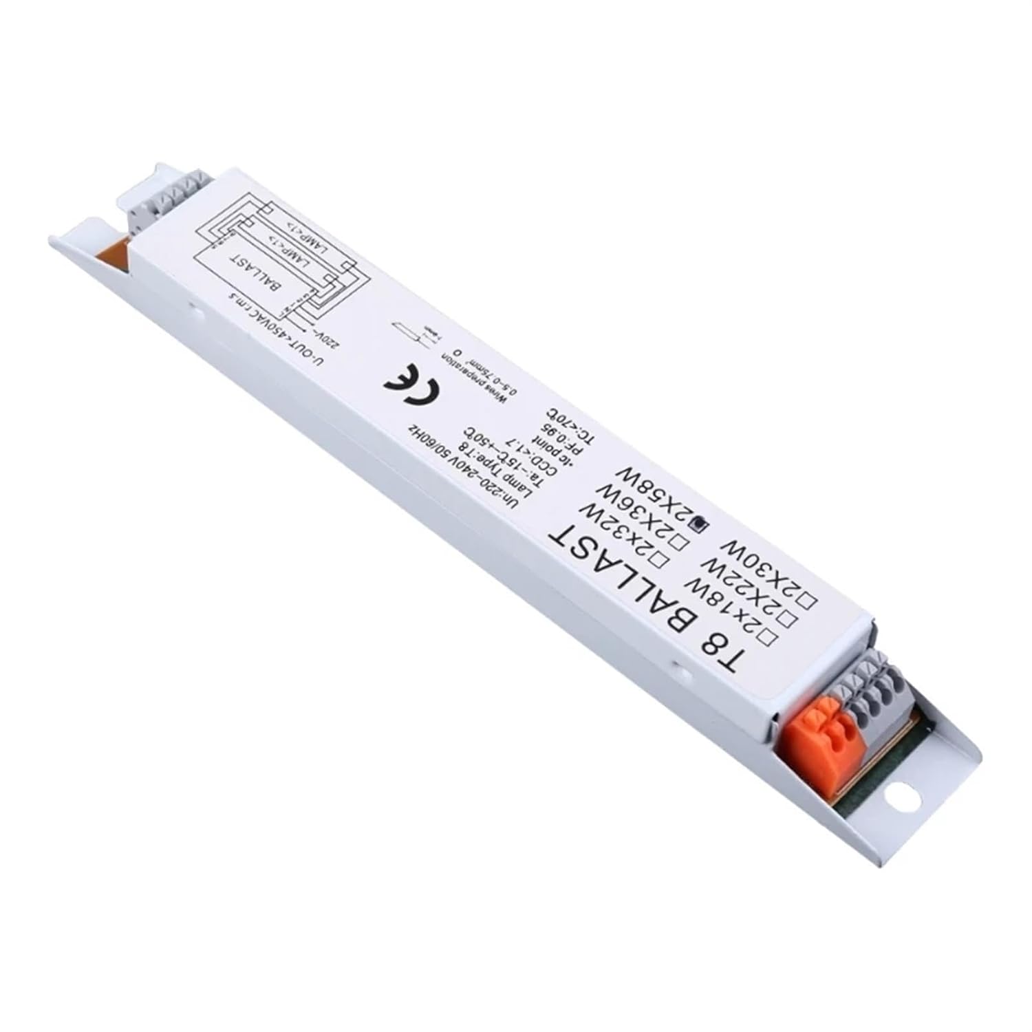 18/30/58W Wide Voltage T8 Adaptable Electronic Fluorescent Lamp Ballast Rapid Instant Start Fluorescent Light Bulbs 1Pcs(2x58W)