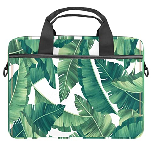 Sacoche ordinateur 13 à 14.5 pouces motif feuilles tropicales et cadre doré