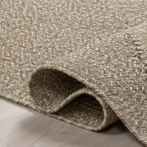 Image of Size 1.5x3 feet Cotton Braided Entryway Runner Rugs, Small Runners for Kitchen, Door Mat Indoor Entrance, Bathroom, Low-Pile Washable - (Beige Oval, 1.5x3 feet)