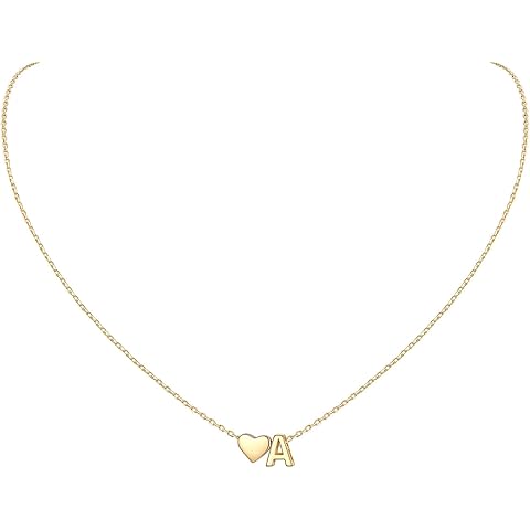 ChicSilver Heart Necklaces for Women 14K Gold Plated Necklace Hypoallergenic Dainty Initial Necklaces for Women