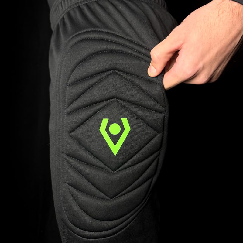 Rehab Torwarthose Lang Schwarz – Gepolsterte Profi-Unterziehhose für Erwachsene (Größe 128-XXL) – Atmungsaktive Protektion für Training & Spiel