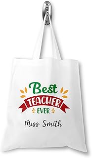 Best Teacher Ever Tote Bag, Custom Teacher Tote Bag, Tote Bag, Teacher Gift, School Leaving Gift for Teacher, Student to Teacher Gift (Natural)