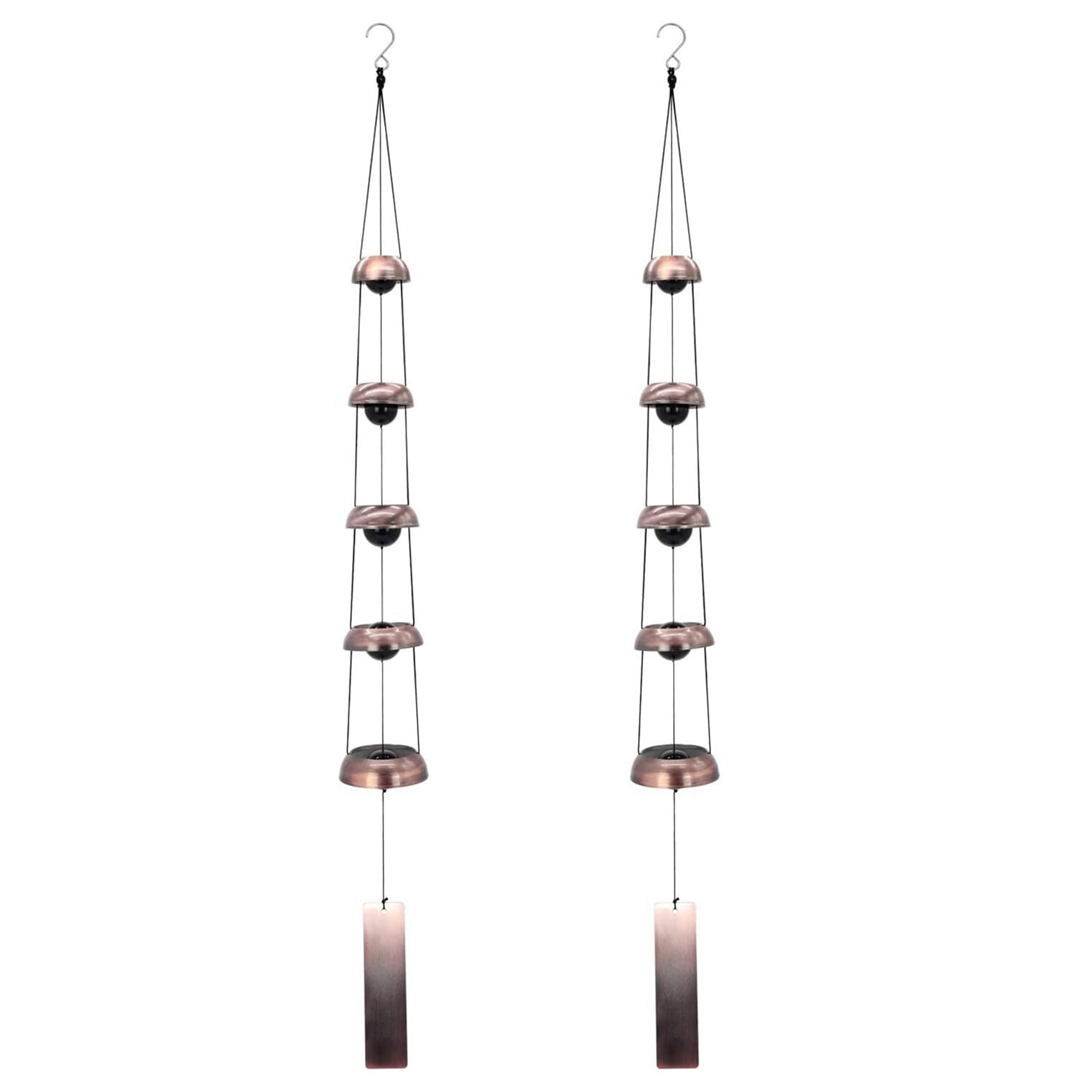 Hndhbfgrt 2X Bell Wind Chimes Temple Wind Bell with 5 Bells,Feng Shui Wind Chime for Home Yard Decoration Memorial Wind Chime