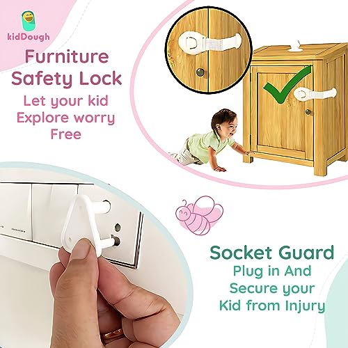 Image of KidDough Baby Safety Proofing Kit - Furniture Edge Protector, Safety Locks, Corner Guards for Sharp Edges, Socket Guards and More, All-in-One Baby Proofing Products (2 mtr Brown Edge Protector Kit)
