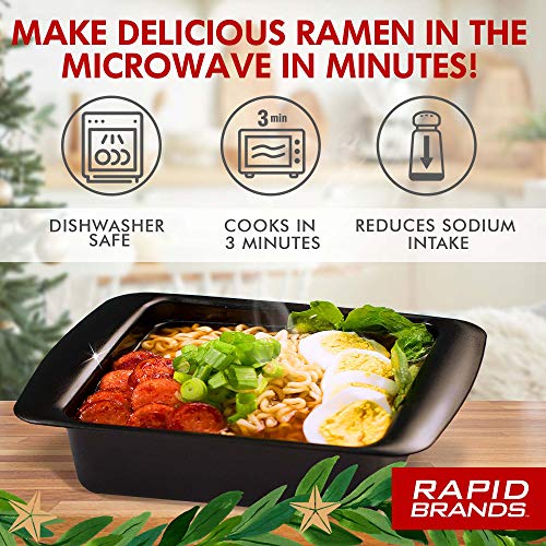 Rapid Ramen Cooker | Microwave Ramen in 3 Minutes | Perfect for Dorm, Small Kitchen, or Office | Dishwasher-Safe, Microwaveable, BPA-Free (Black 2 Pack) - Thumbnail 2